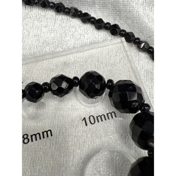 Vintage Glass Necklace Beaded Black Faceted Statement Classic‎ 17" - Picture 5 of 11